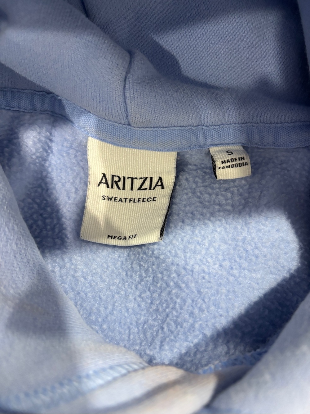 Aritzia Sweatfleece Mega Fit Hoodie Light Blue Oversized Size S - Picture 2 of 2